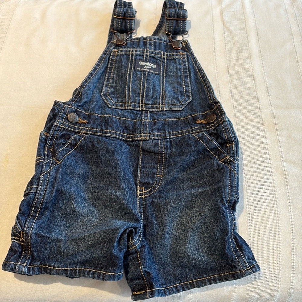 Oshkosh B'gosh Denim Overall Shorts 18mo Unisex Excellent Condition - Picture 6 of 8